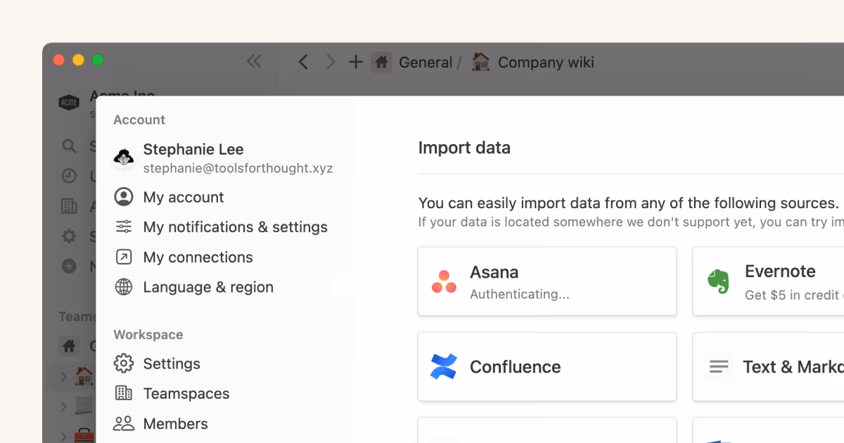 Importiere Projekte von Asana für eine vernetzte Arbeitsumgebung