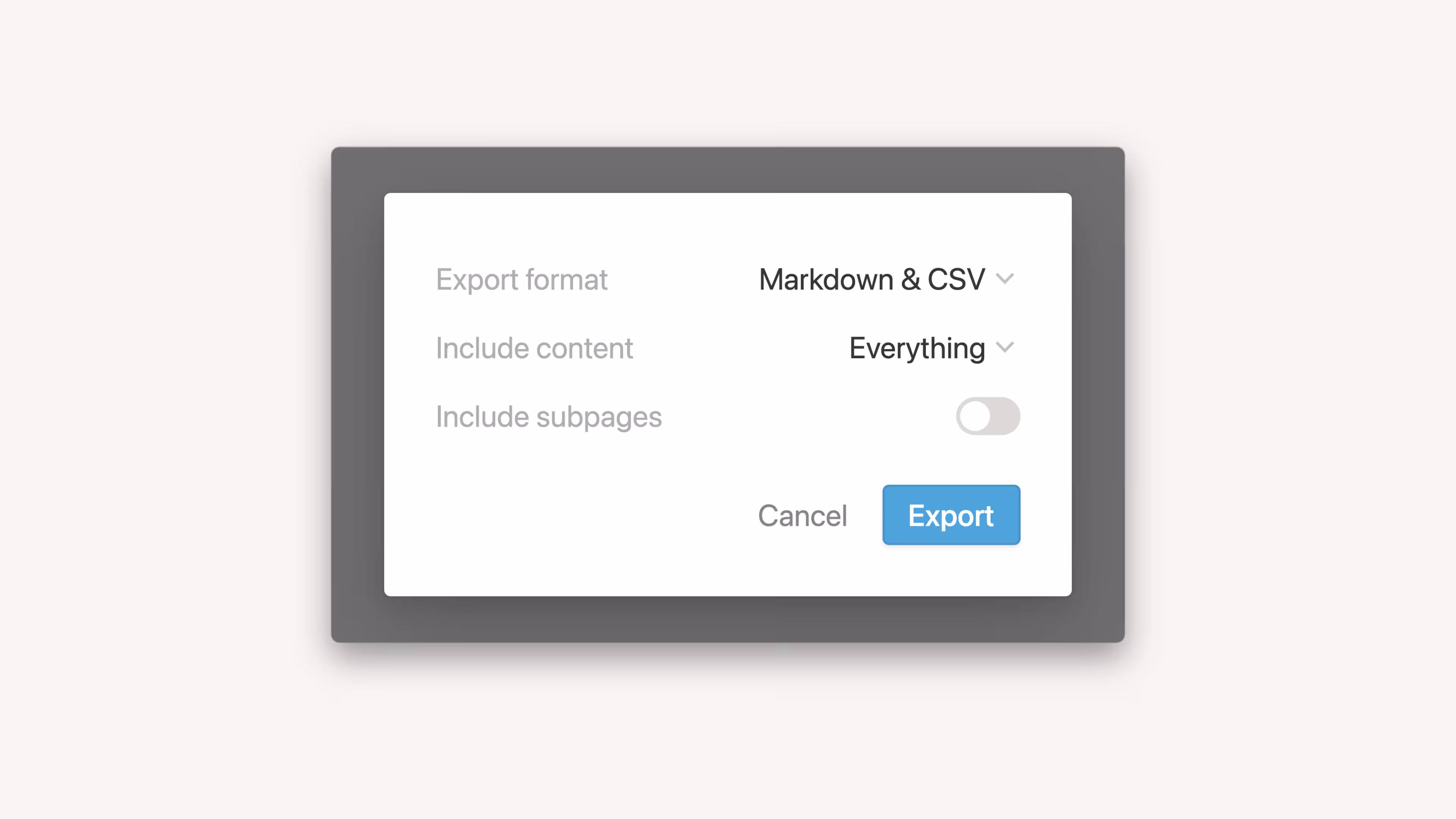 Inhalte exportieren – Hero