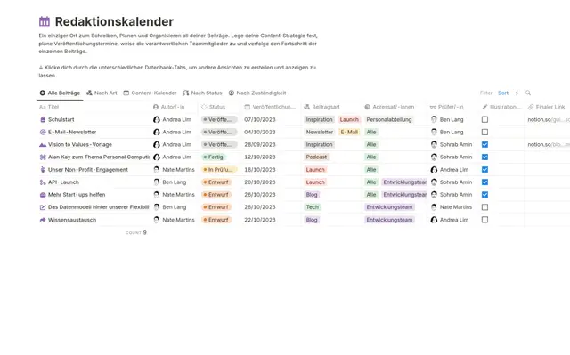 Redaktionskalender