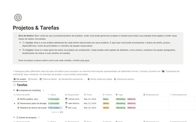 Projetos & Tarefas